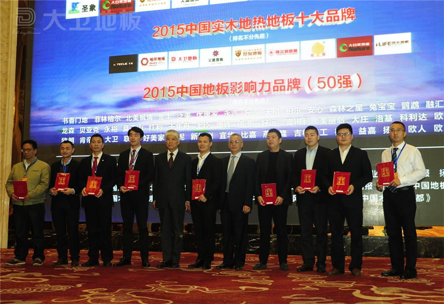 必一(中国)地板董事长蒋卫（右二）获颁“2015中国实木地热地板十大品牌”.jpg